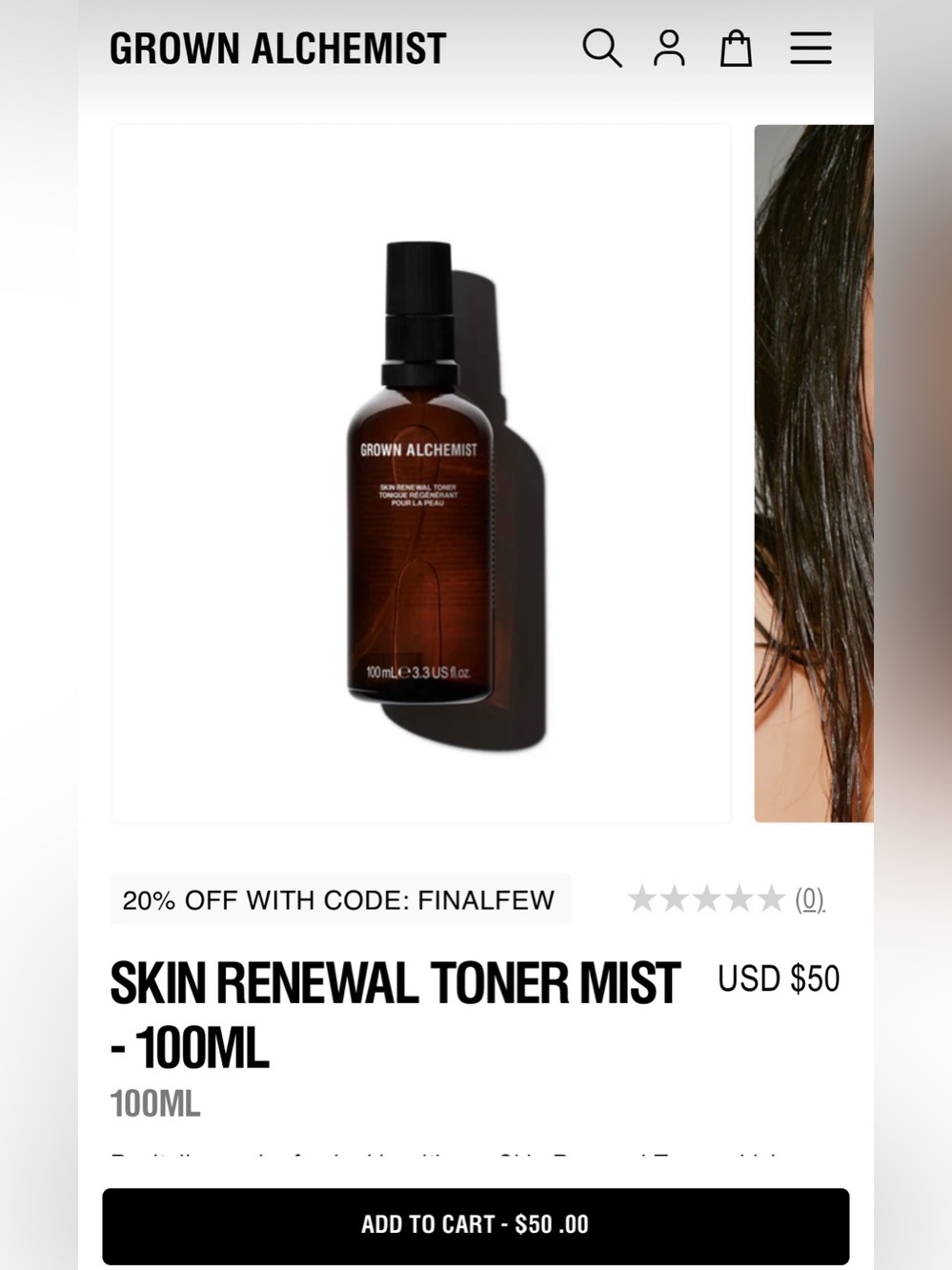 Grown Alchemist Brown Skin Renewal Toner Mist